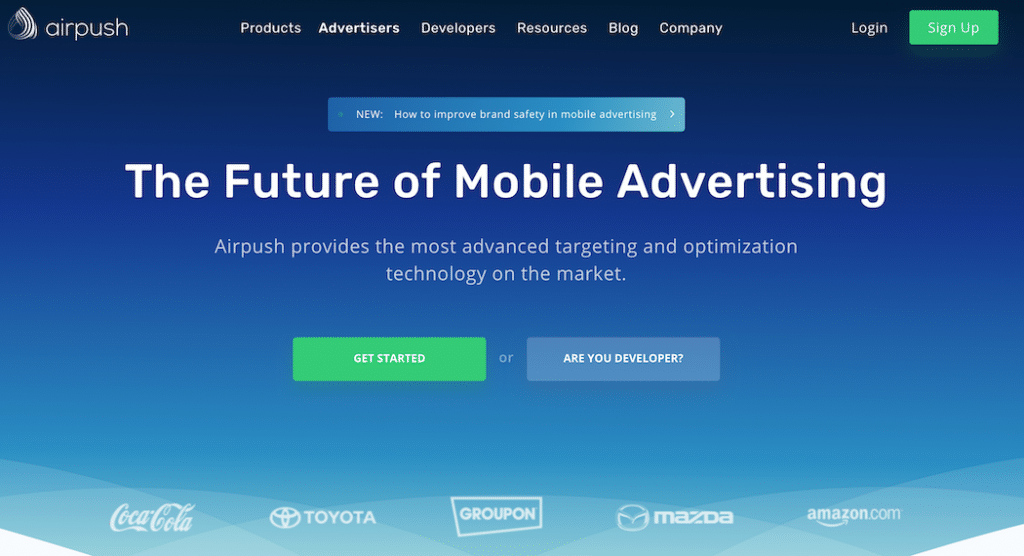 AirPush mobile advertising network