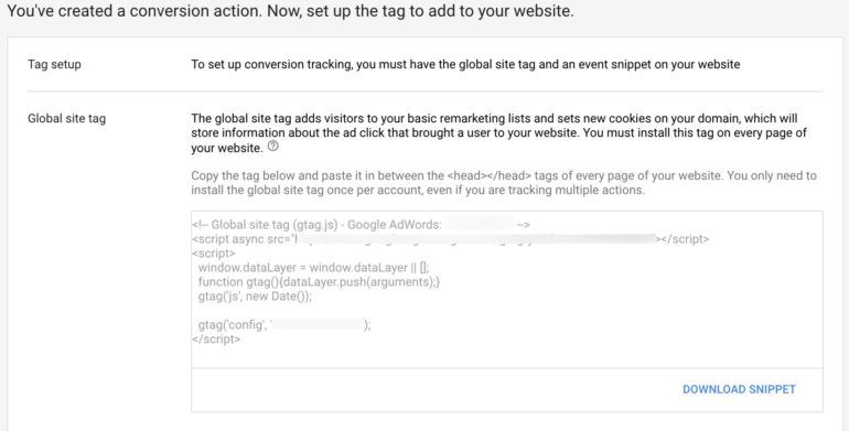 Google Ads global site tag