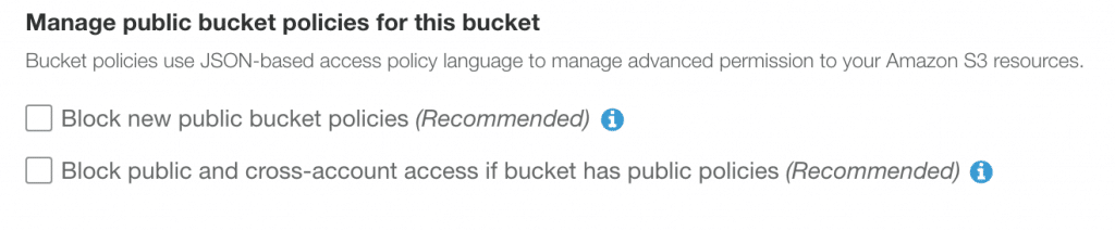 Add a bucket policy so your landing pages will work